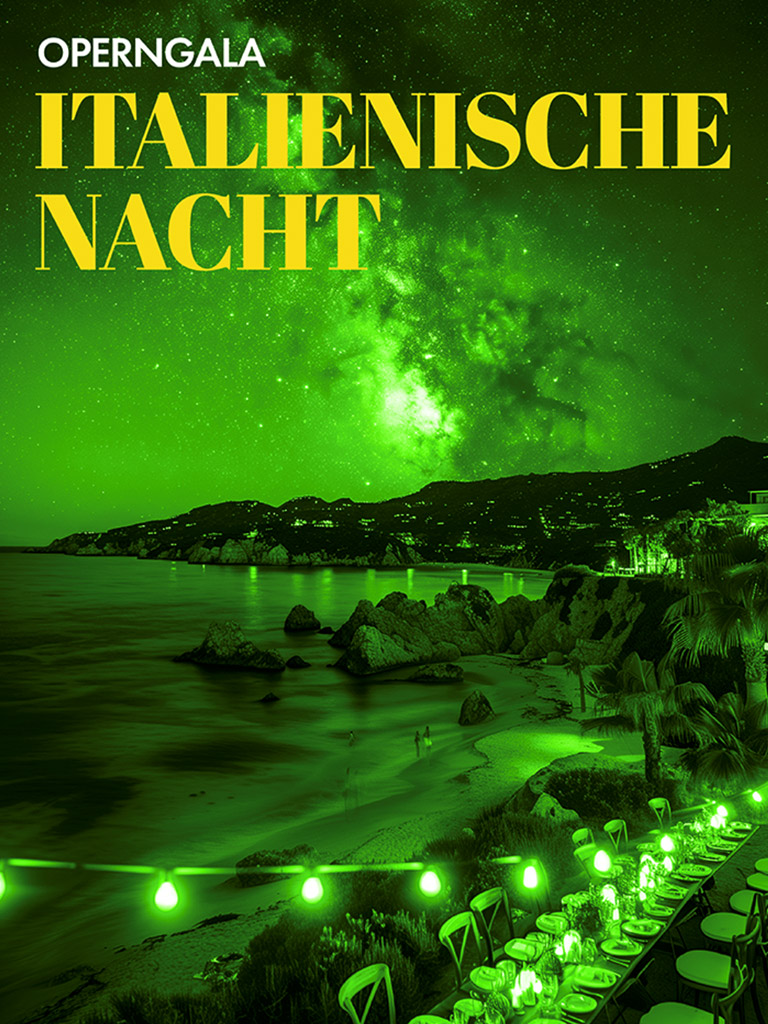 Grün gefärbtes Strandmotiv mit Sternenhimmel