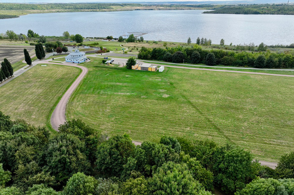 Drohnenaufnahme des Bereichs des zukünftigen Campingplatzes